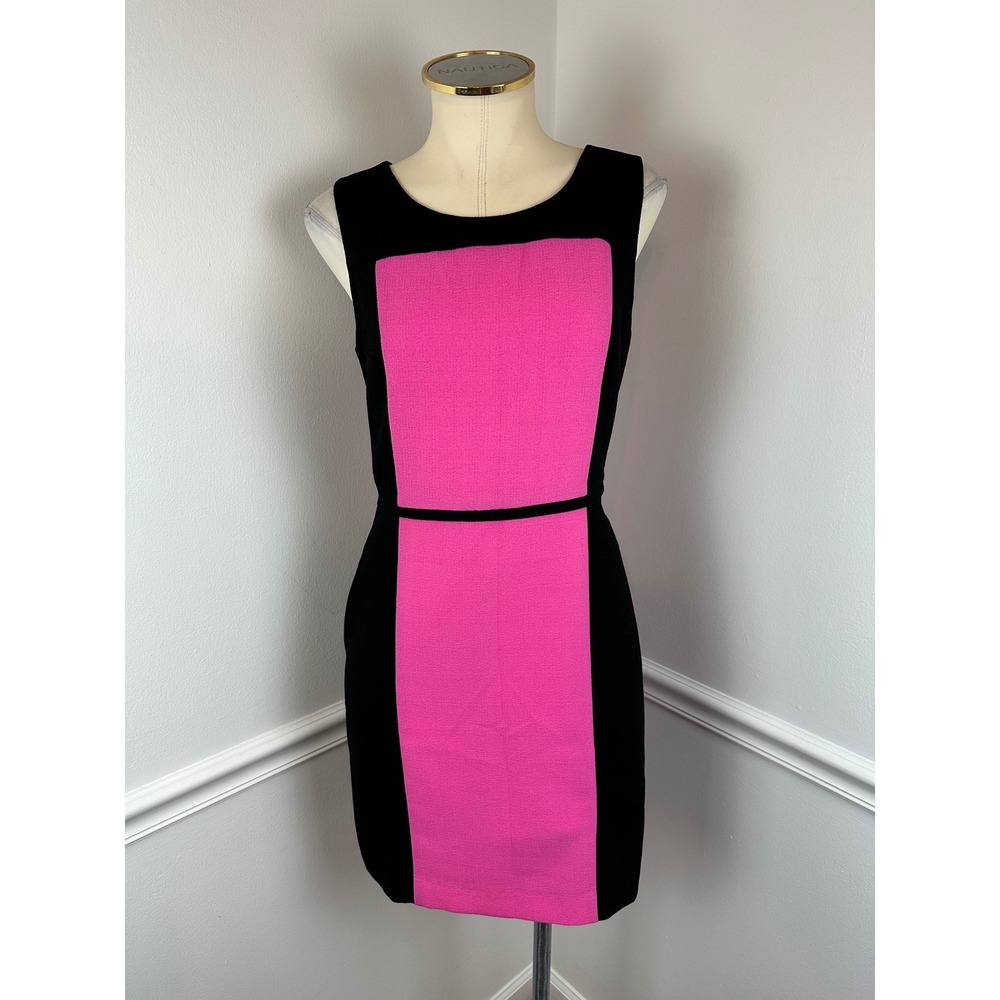 BANANA REPUBLIC Sleeveless Pink & Black Colorblock Sheath Dress 4